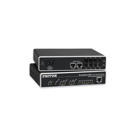 Patton SmartNode 4 FXS & 4 FXO VoIP GW-Router; 2x10/100baseT, H.323 and SIP, External UI Power.