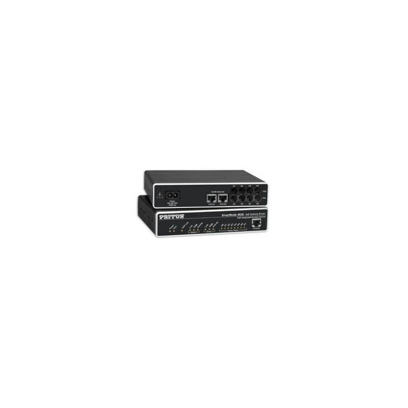 Patton SmartNode 4 FXS & 4 FXO VoIP GW-Router; 2x10/100baseT, H.323 and SIP, External UI Power.