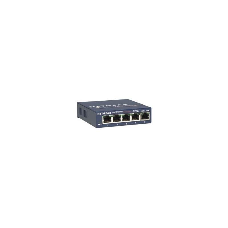 Netgear ProSafe Switch Fast Ethernet 5 porte  autosensing 10/100Base-TX - alimentatore esterno - Met