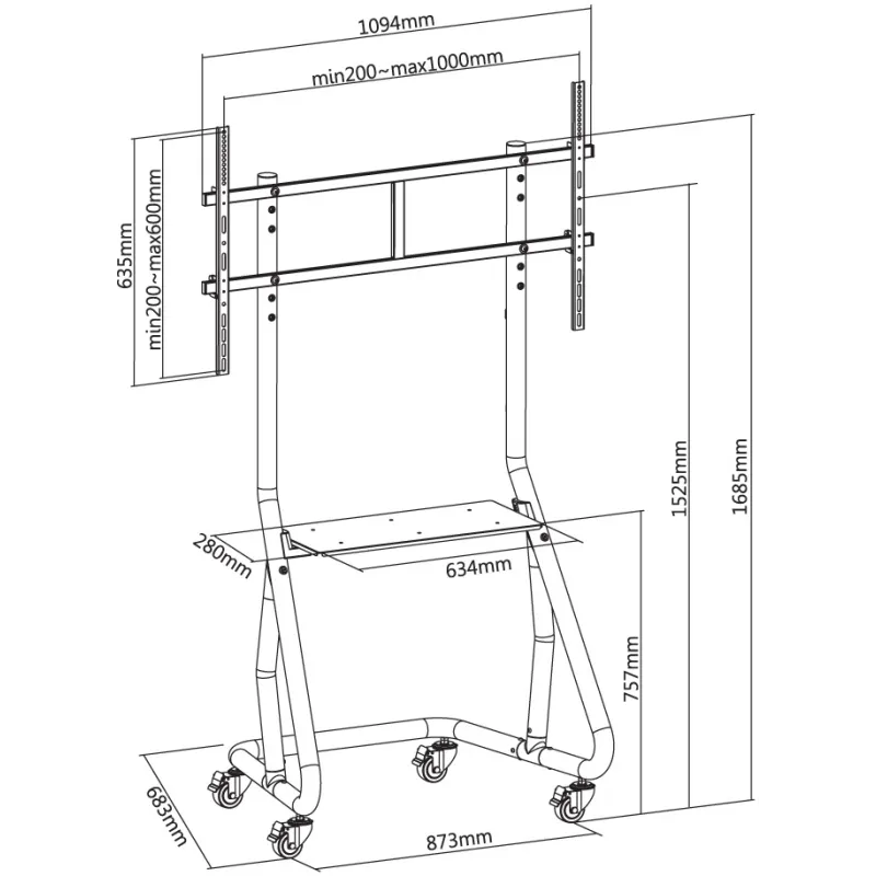Supporto a pavimento per TV da 60'' a 105''