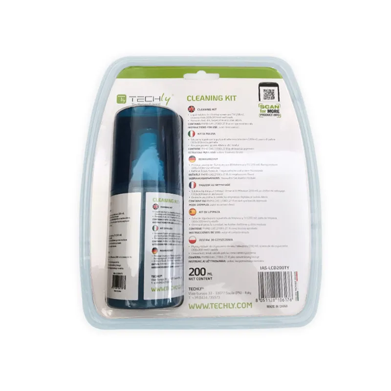 Kit di Pulizia per Monitor LCD 200ml con Panno Microfibra e Pennello