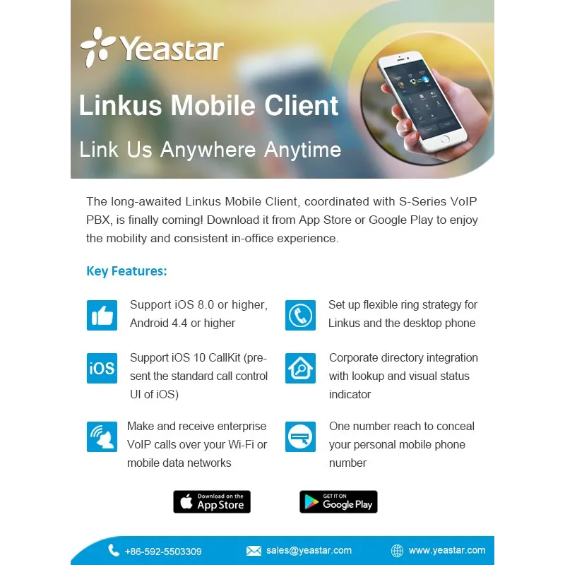 Yeastar MyPBX Softphone per smartphone  Linkus
