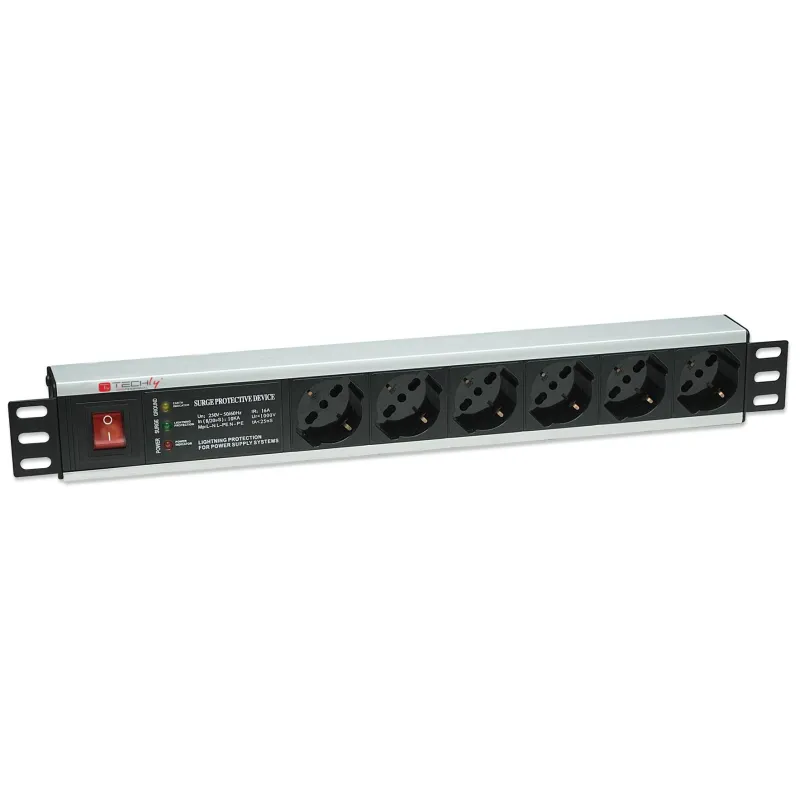 Multipresa 6 Posti Rack 19'' con Protezione e Interruttore