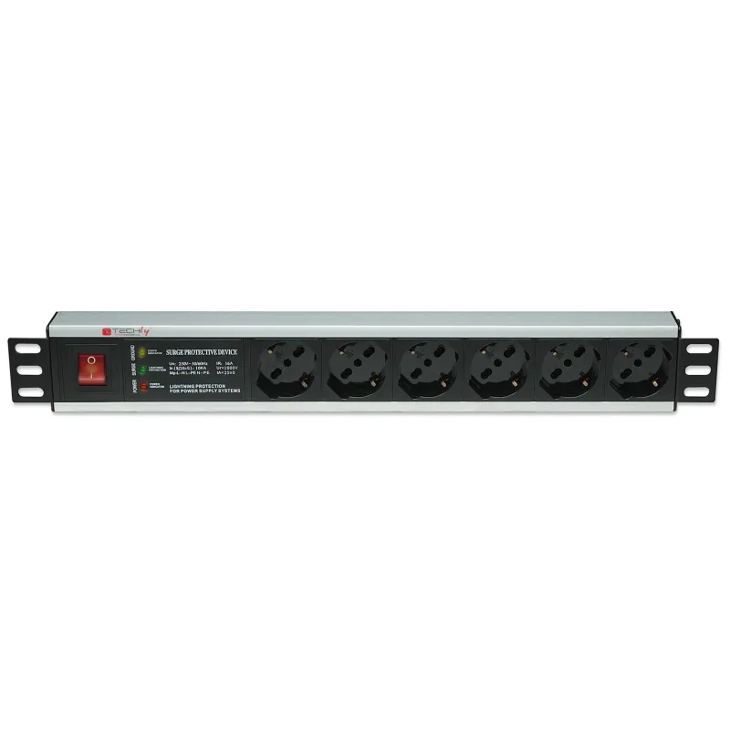 Multipresa 6 Posti Rack 19'' con Protezione e Interruttore