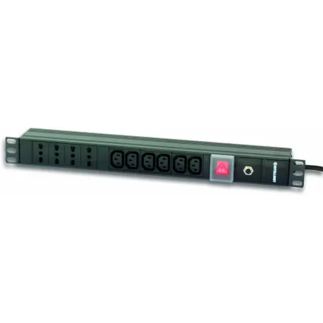 Multipresa 4 italiane + 6 VDE da Rack 19'' con Interruttore