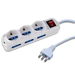 Multipresa 6 Posti Italiana Bipasso / 3 Schuko con Interruttore