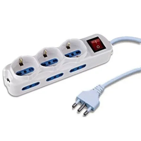 Multipresa 6 Posti Italiana Bipasso / 3 Schuko con Interruttore