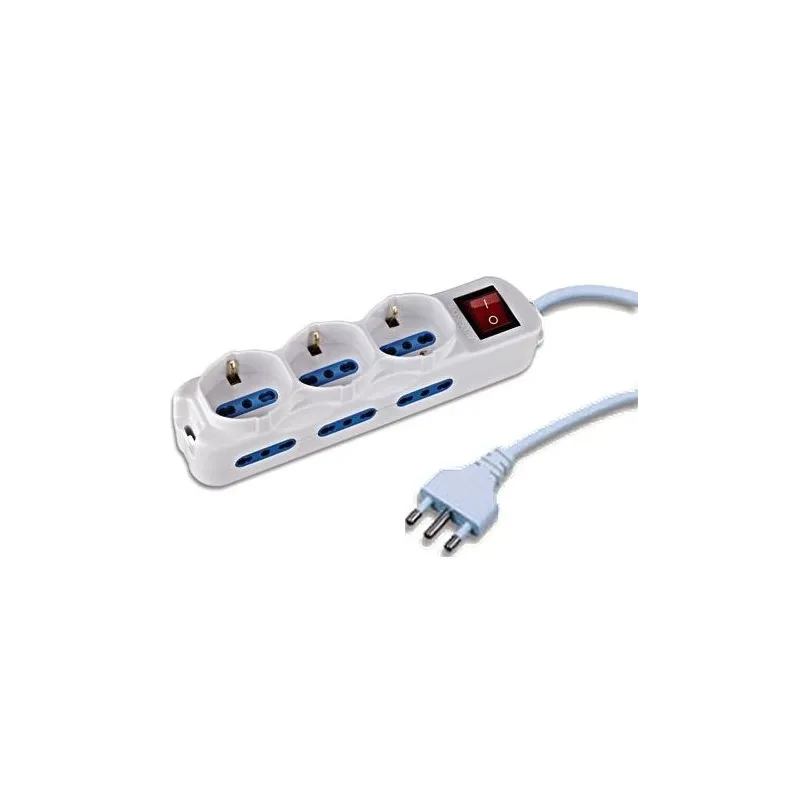 Multipresa 6 Posti Italiana Bipasso / 3 Schuko con Interruttore