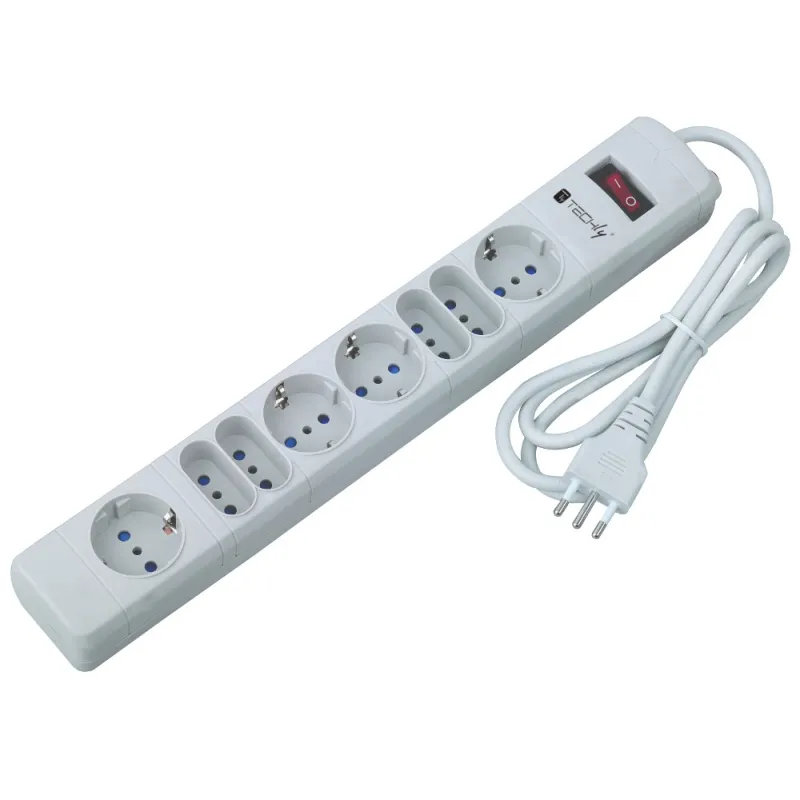 Multipresa 8 Posti Italiana 10A / Schuko Angolata Grigio