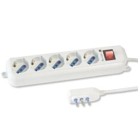Multipresa 5 Posti Italiana Bipasso / Schuko Spina Angolata