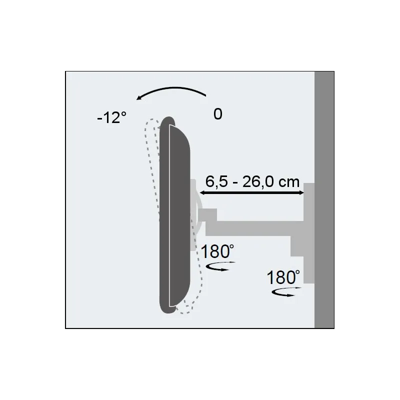 Supporto a muro per TV LED LCD 19 - 37'' inclinabile 2 snodi nero