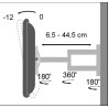 Supporto a muro per TV LED LCD 19-37'' inclinabile 3 snodi nero