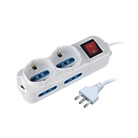 Multipresa 4 Posti Italiana Bipasso / 2 Schuko con Interruttore