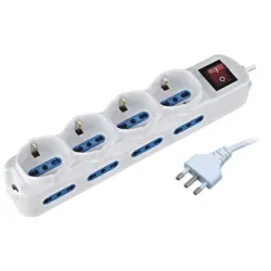 Multipresa 8 Posti Italiana Bipasso / 4 Schuko con Interruttore