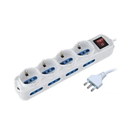 Multipresa 8 Posti Italiana Bipasso / 4 Schuko con Interruttore