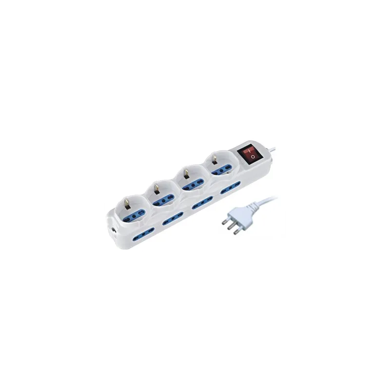 Multipresa 8 Posti Italiana Bipasso / 4 Schuko con Interruttore