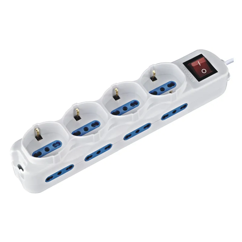 Multipresa 8 Posti Italiana Bipasso / 4 Schuko con Interruttore