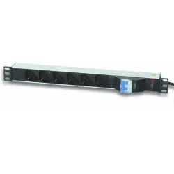 Multipresa 6 posti da rack 19'' con magnetotermico 1 HE