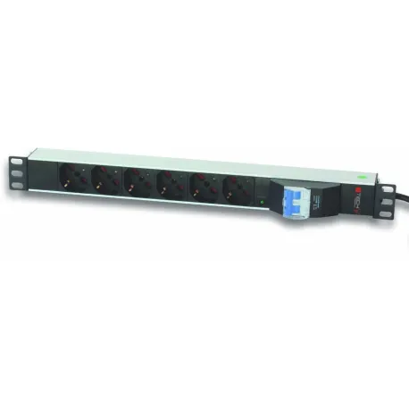 Multipresa 6 posti da rack 19'' con magnetotermico 1 HE