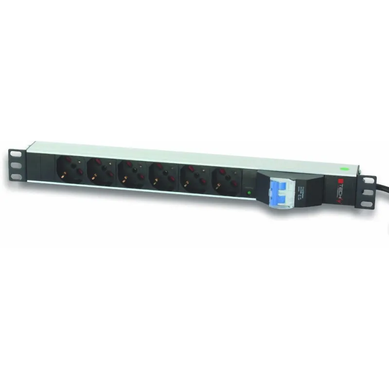 Multipresa 6 posti da rack 19'' con magnetotermico 1 HE