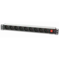  Multipresa 9 Posti da Rack 19'' con Interruttore 1 HE
