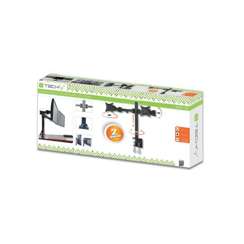 Supporto da scrivania per 2 Monitor 13-27'' con morsetto 