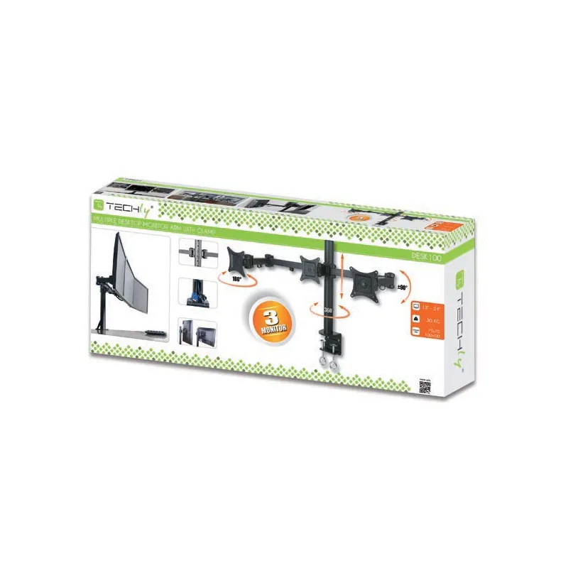 Supporto da scrivania per 3 Monitor 13-24'' con morsetto