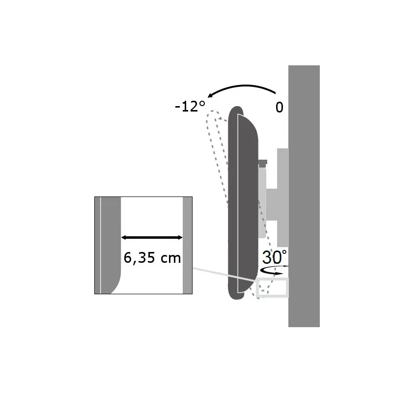 Supporto a muro per TV LED LCD 19 - 37'' inclinabile 1 snodo Nero