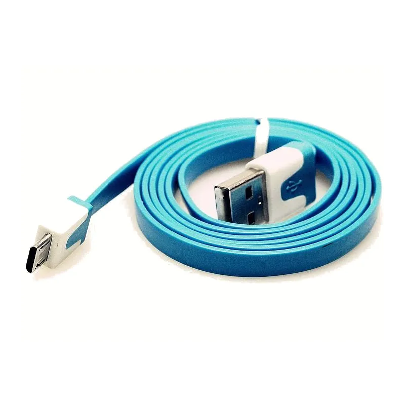Cavo Flat USB AM a Micro USB M Azzurro 1m