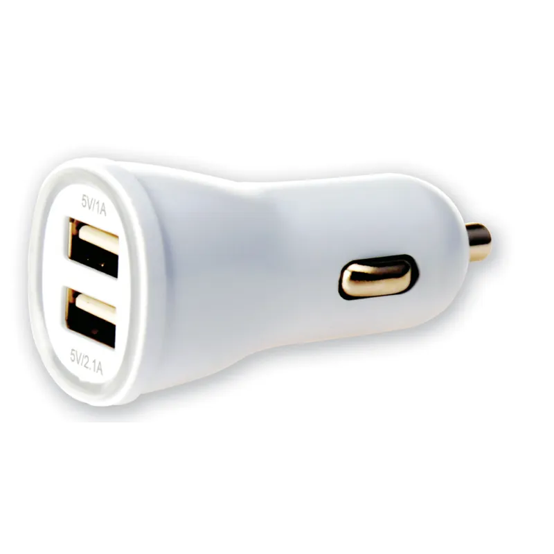 Caricatore da Auto 2p USB 5V 1A&2.1A Bianco