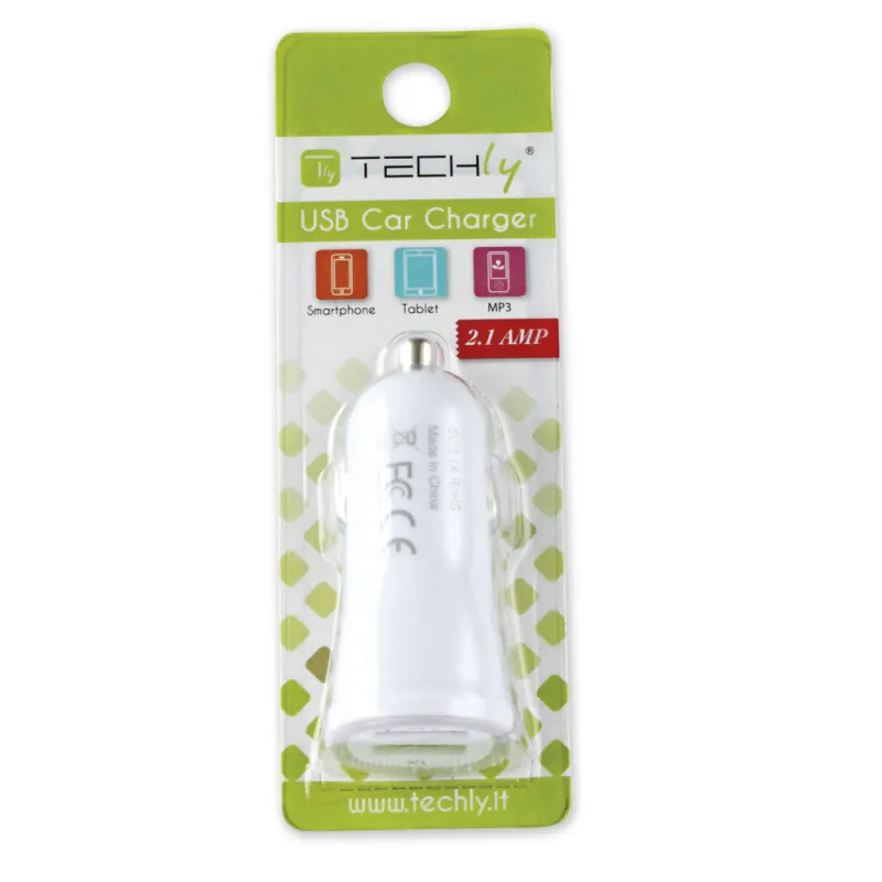 Caricatore da Auto 2p USB 5V 1A&2.1A Bianco