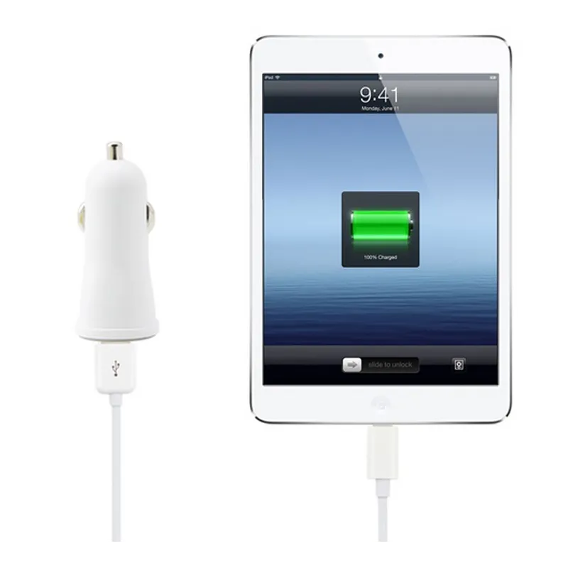 Caricatore da Auto 2p USB 5V 1A&2.1A Bianco