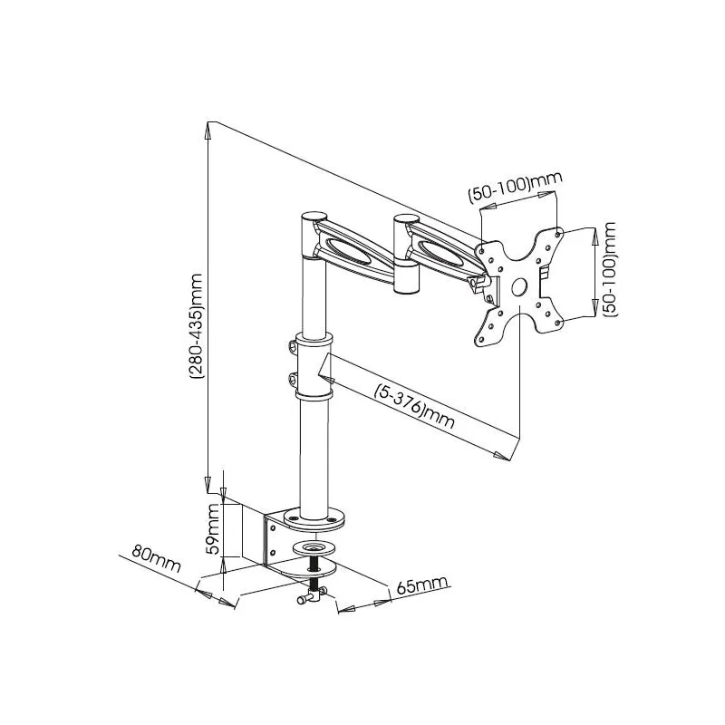 Supporto da scrivania per Monitor 13-27'' braccio lungo inclinabile
