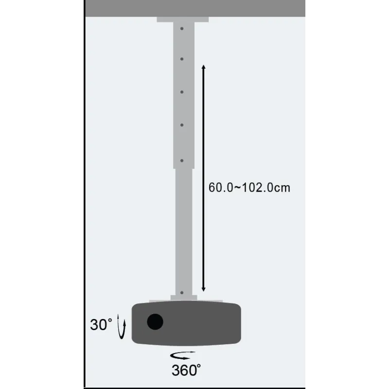Supporto a Soffitto per Proiettori Estensione 60-102 cm Silver