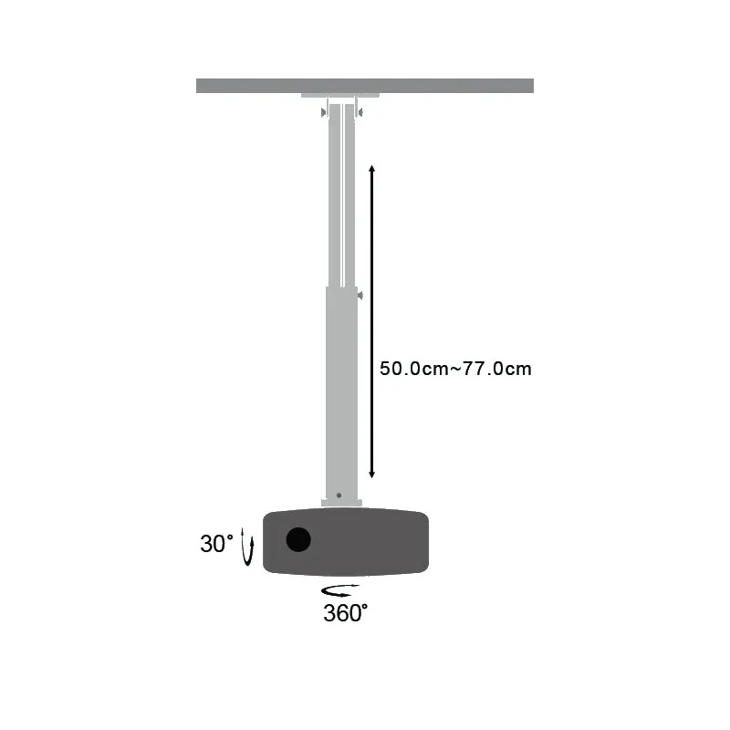 Supporto a soffitto professionale per proiettori estensione 50-77 cm