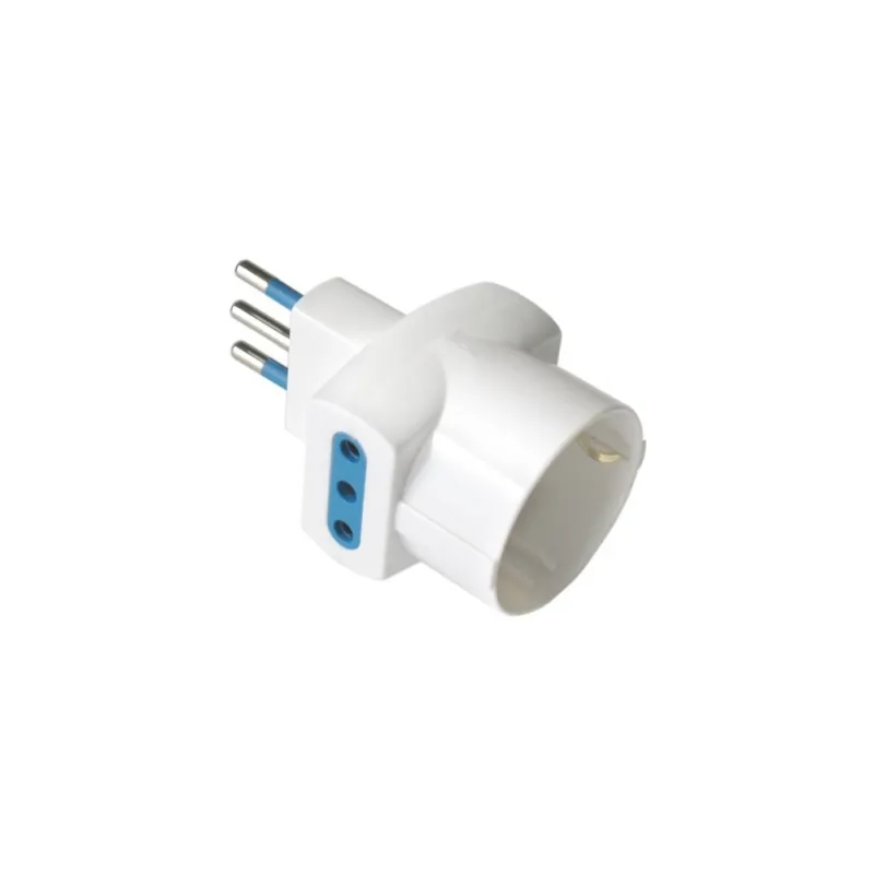 Adattatore Triplo Schuko Spina 2P+T Prese 2P+T 10A
