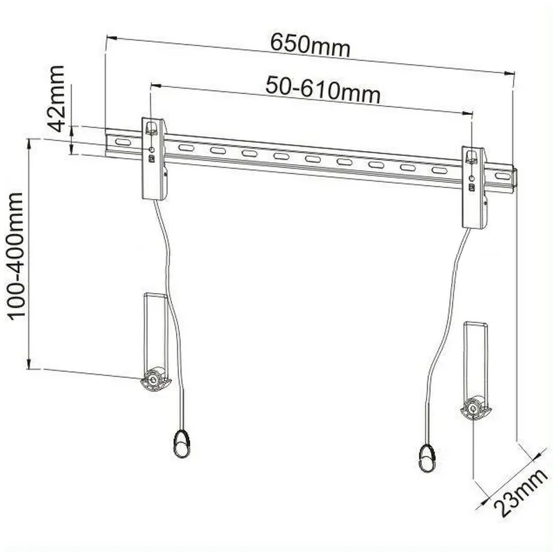 Staffa Muro Fissa Slim con Distanziali TV LED LCD 40-65'' Nero