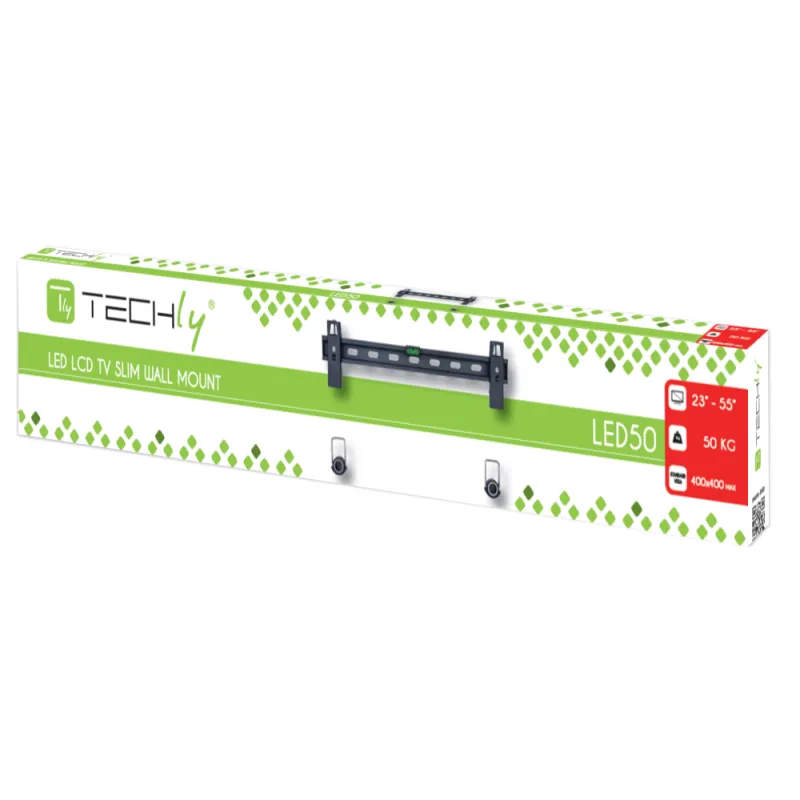 Staffa Muro Fissa Slim con Distanziali TV LED LCD 23-55'' Nero