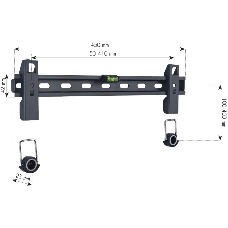 Staffa Muro Fissa Slim con Distanziali TV LED LCD 23-55'' Nero