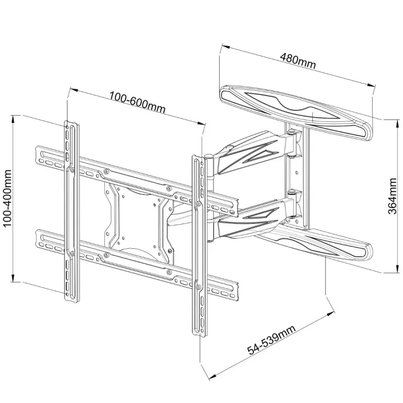 Supporto a Muro Ultra Slim per TV LED LCD 40-65'' Full Motion Nero