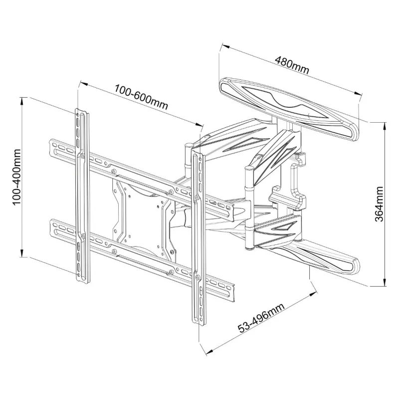 Supporto a Muro Ultra Slim per TV LED LCD 40-80'' Full Motion Nero