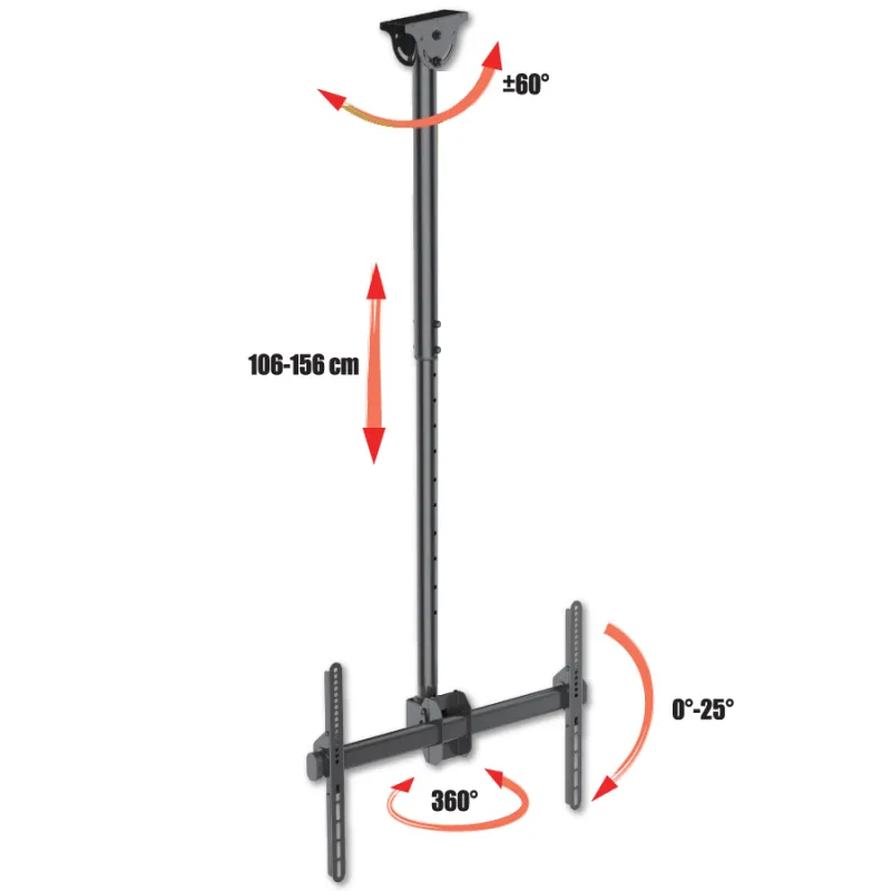 Supporto Telescopico Lungo a Soffitto per TV LED LCD 37-70''