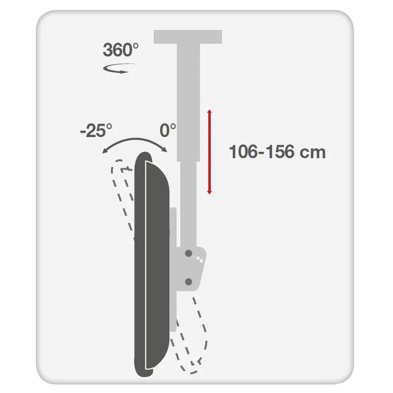 Supporto Telescopico Lungo a Soffitto per TV LED LCD 37-70''