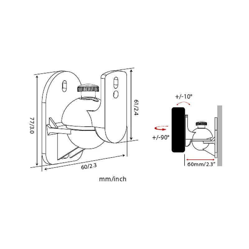Coppia Staffe Speakers a Parete Universali Regolabili