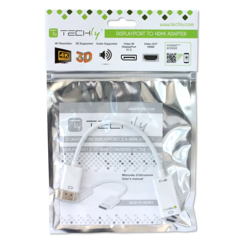 Adattatore DisplayPort 1.2 Maschio / HDMI Femmina 15cm Bianco