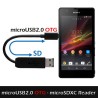 Cavo OTG per Trasmissione dati e Ricarica USB 2.0 con Slot Micro SD