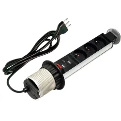Multipresa da Scrivania 3 vie Push-Up a Scomparsa con 2 USB