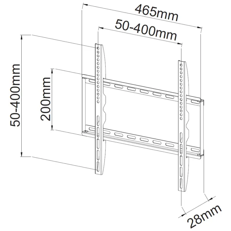 Supporto a Muro Fisso Slim per TV LED LCD 23-55'' Nero