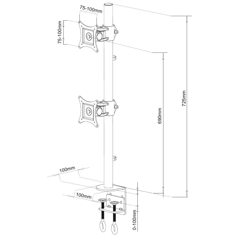 Supporto da Scrivania per 2 Monitor 13-27'' con Morsetto
