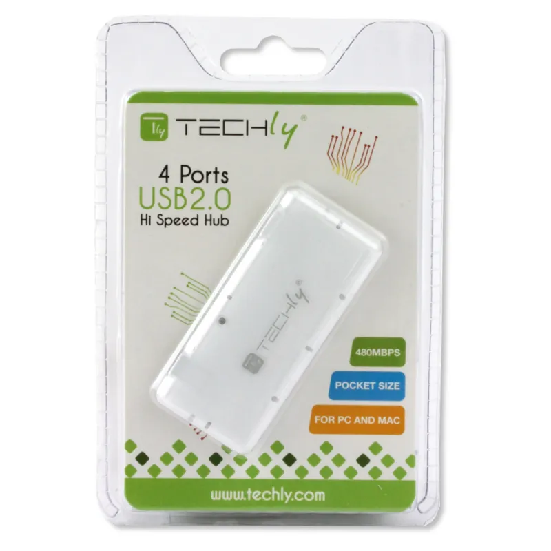 Mini Hub USB Hi Speed 4 Porte Bianco